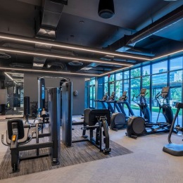 a gym with exercise equipment