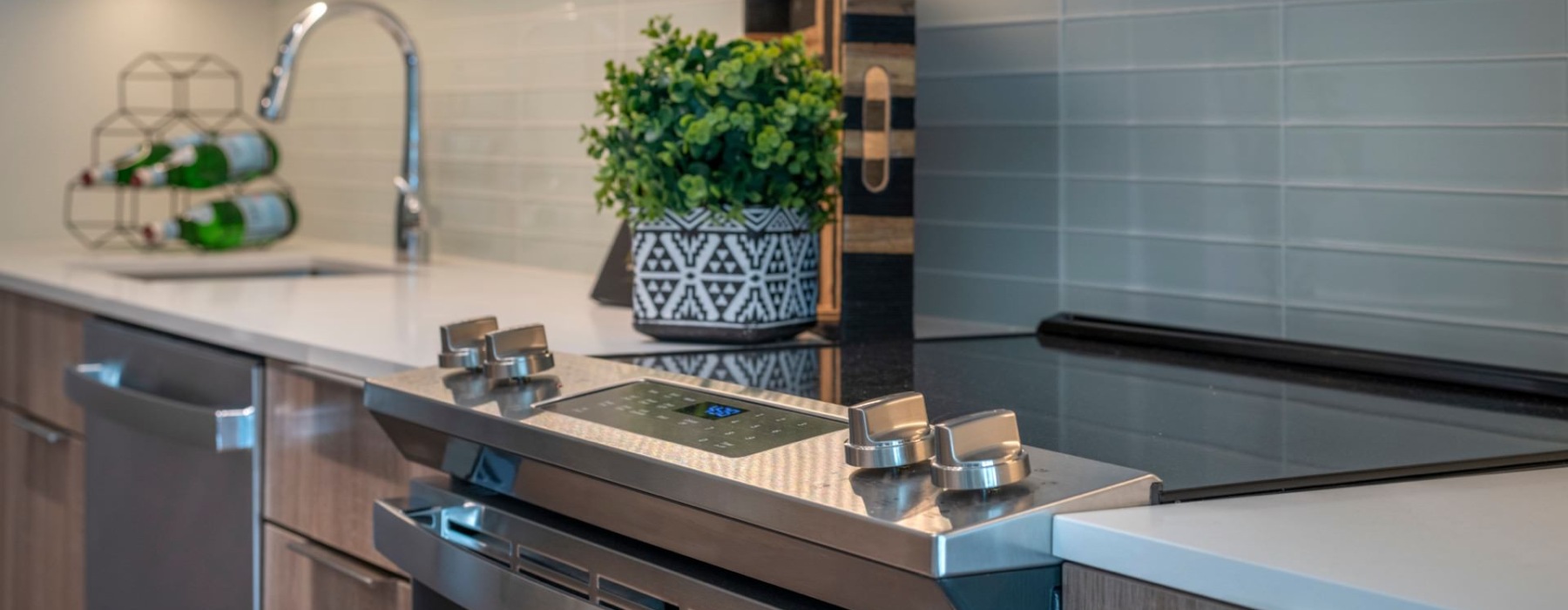 a kitchen with stainless steel appliances
