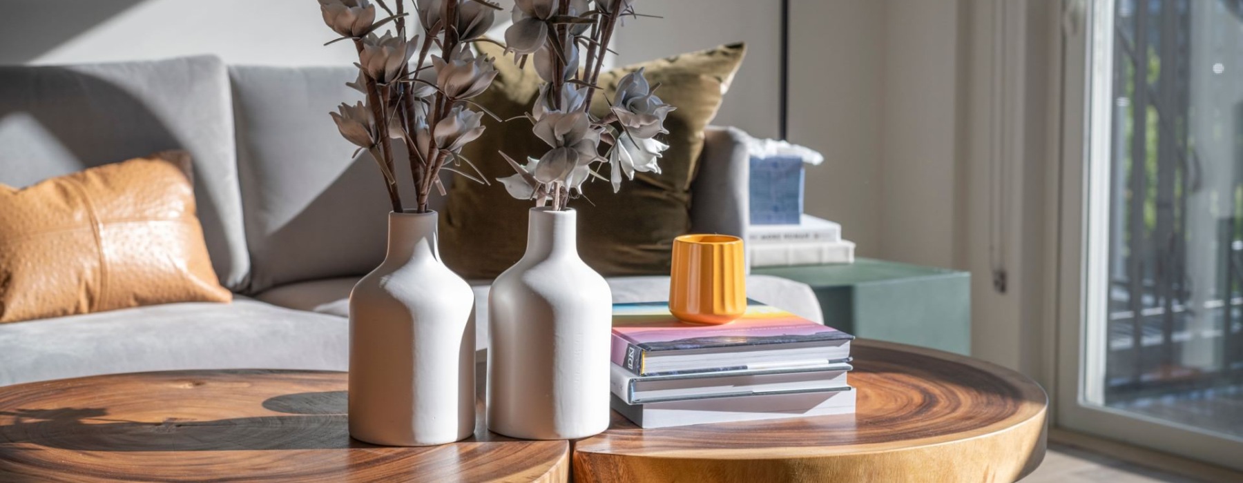 a vase with flowers on a table